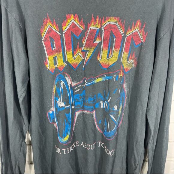 Daydreamer AC/DC For Those About to Rock Long Sleeve Top in Vintage Black Small - Picture 9 of 9